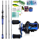 Kit De Pesca Sougayilang Vara 1.8m-2.1m Com 22lbs Fibra De Carbono Carretilha Drag 10kg 8.1:1