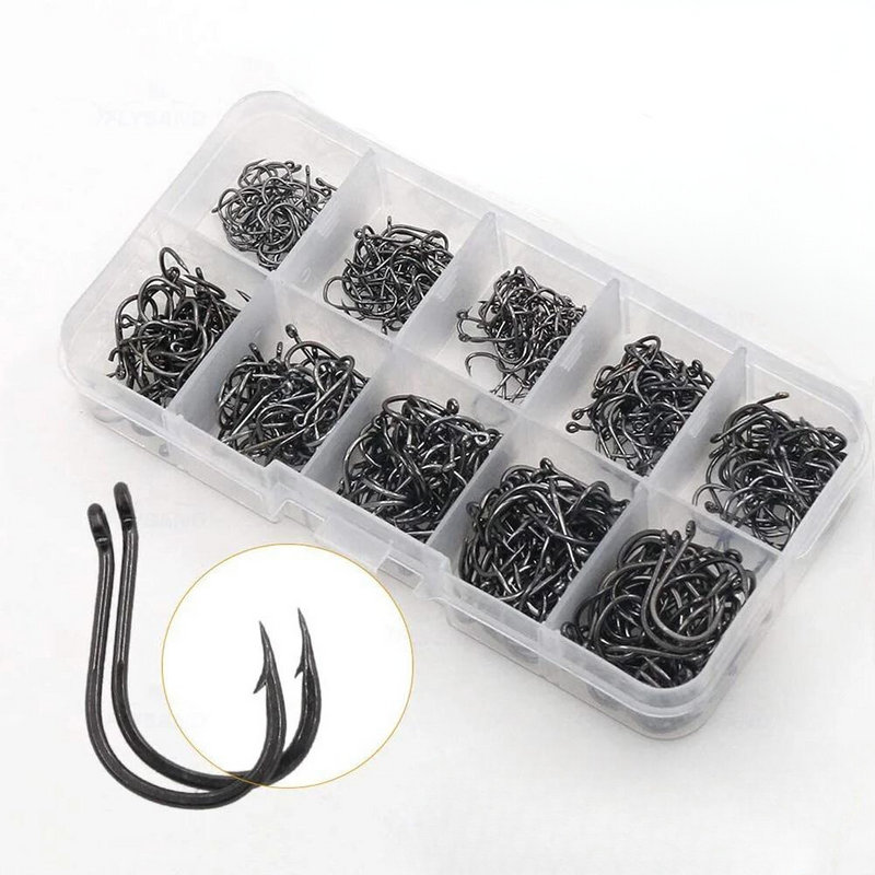 Kit de Anzol 100 ou 500 Unidades de Aço Carbono Flysand Tamanho 3 ao 12 Ideal para Piaba, Piau, Piapara e Tilapia