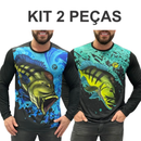 Kit Camisa De Pesca De Até 3 Peças Com Tecido com proteção UV50+ Secagem Ultra Rápida