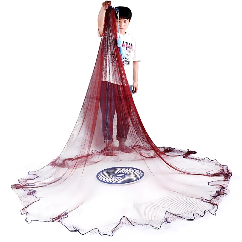 Tarrafa de Pesca Lawaia com Anel Azul e Linha Trançada