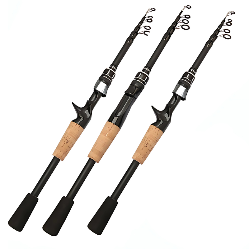 Vara de Pesca Telescópica Kingpesque de Carbono 1.5m a 2.4m - Leve e Compacta