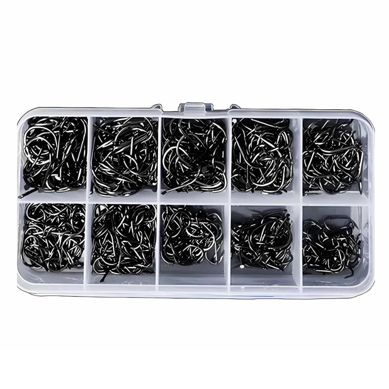 Anzóis de Pesca Aço Alto Carbono - 400 Peças 10 Tamanhos