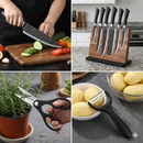 Conjunto De Facas Inox 6 Peças Antiaderente Com Cabo Reforçado Descascador E Tesoura Cozinha