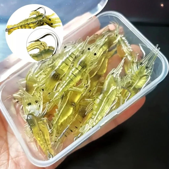 Kit Com 30 Isca De Pesca Camarão Macio 4cm Isca Artificial Anzol Em Silicone