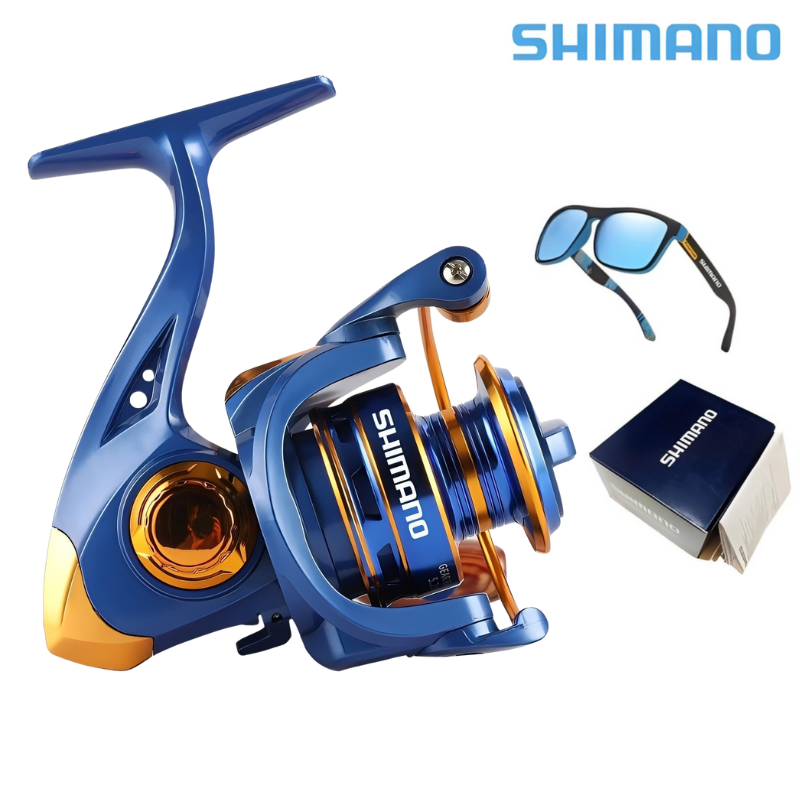 Molinete Shimano AzureSteel Drag de Até 10kg Com 13 Rolamento De Esferas Resistentes À Corrosão E Blindados + Óculos De Sol Polarizado Grátis