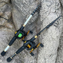 Kit Vara de Pesca Ghotda Telescópica Carbono + Carretilha