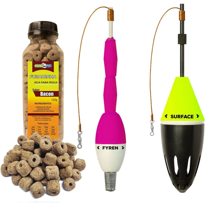 Kit Boia Cevadeira 50g + Torpedo 54g + Ração Furadinha 120g para Pesca