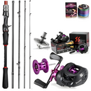 Kit De Pesca Sougayilang Vara Fibra De Carbono Carretilha Drag 8kg Brinde Linha